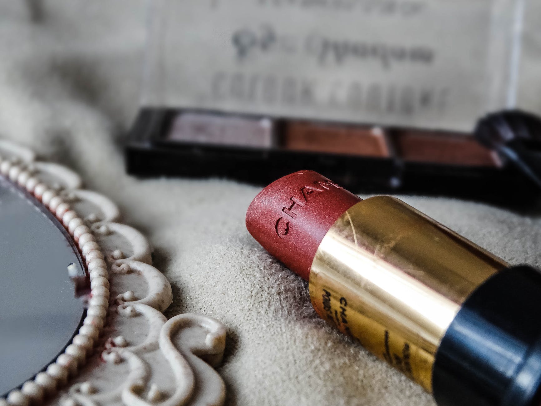close up shot of a red lipstick