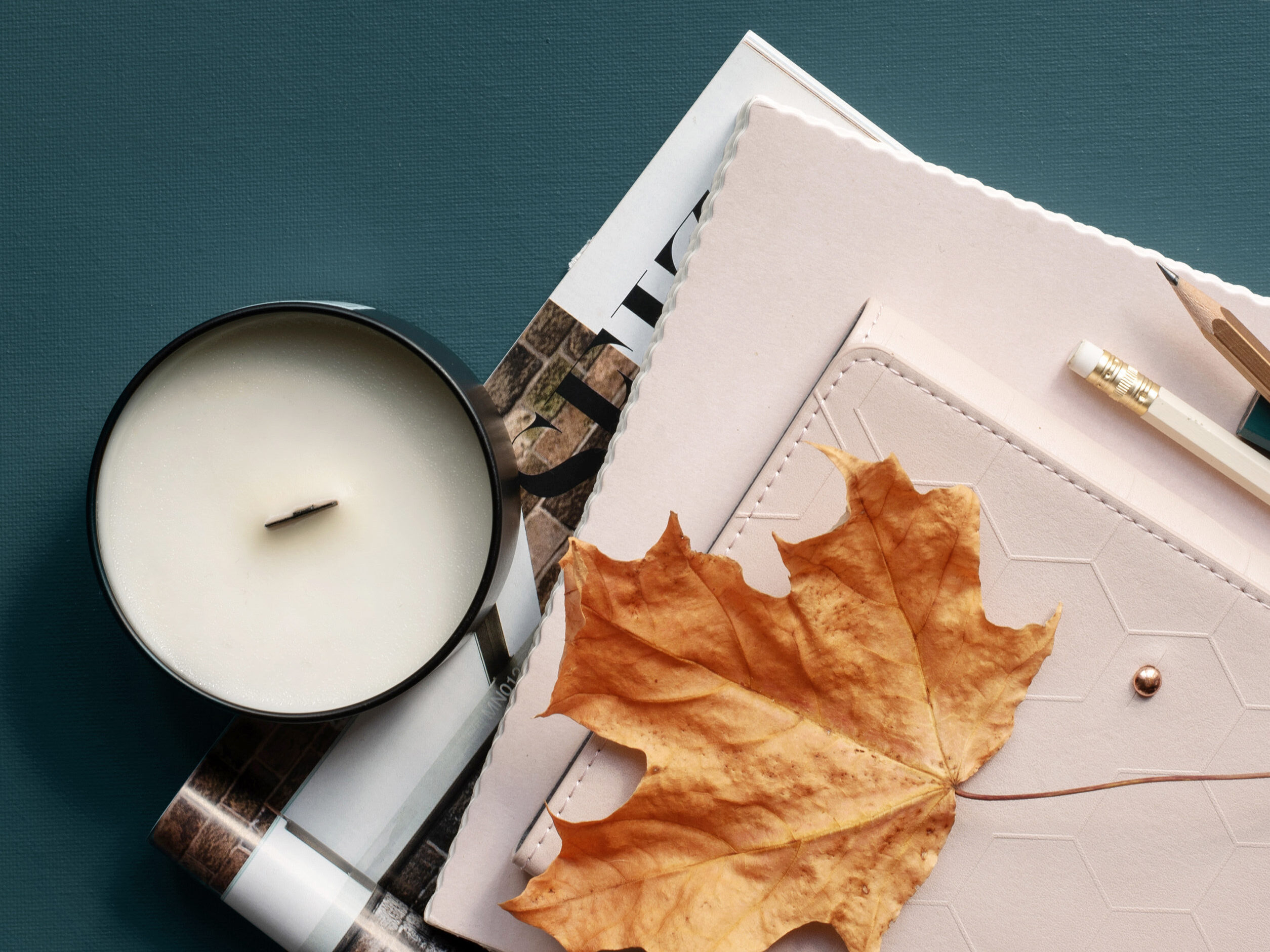 Autumnal Styled Image of a Candle